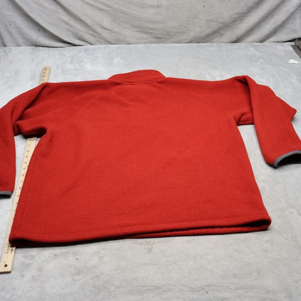 North Face Sweatshirt Mens XL Red 1/4 Zip Waffle Fleece Pullover Outdoor Hiking